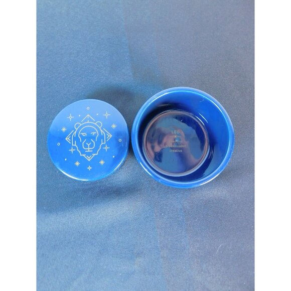 Leo Zodiac Trinket Box Blue Glass Astrological Lion Star Sign Jewelry Dish Gift - Picture 7 of 8